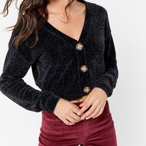 uo honey plush cropped cardigan